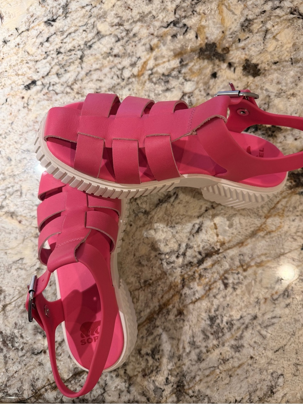 Sorel Pink Strappy Platform Sandals